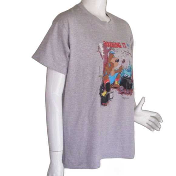 ROUGHTING IT IN Tshirt, XL, Single stitch, Screen Stars, Bear, Glamping, 1990 - Picture 3 of 11